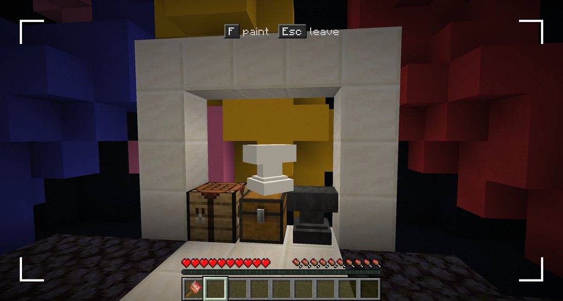 Players disguised as an anvil and other props